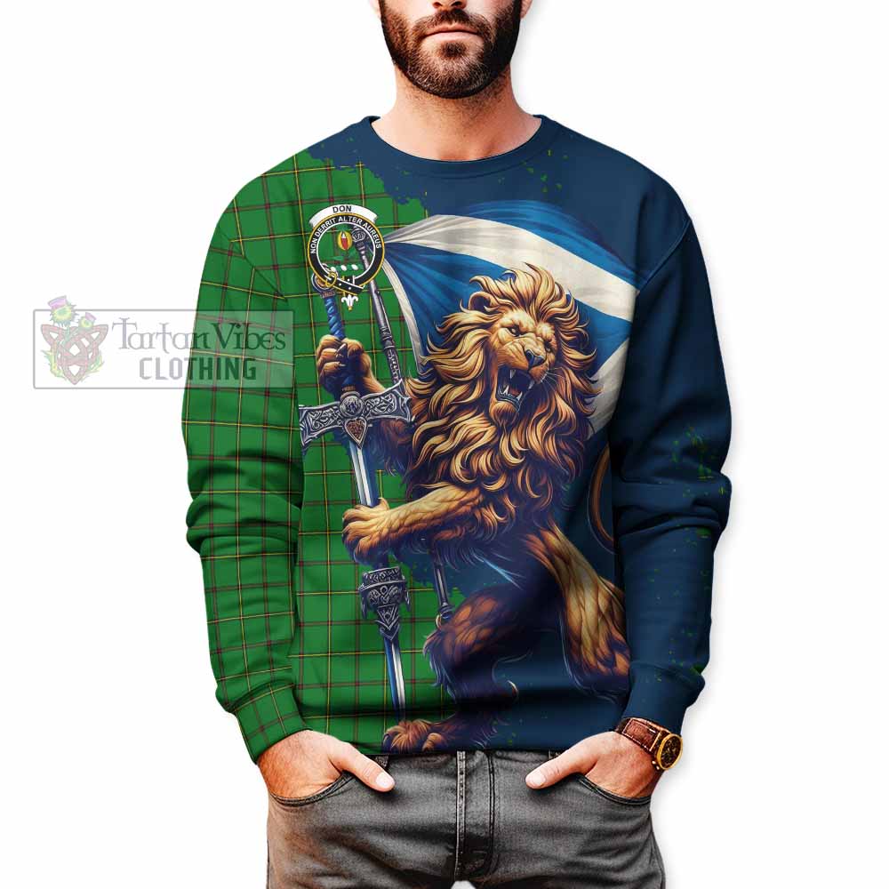 Don Tartan Family Crest Sweatshirt with Scottish Majestic Lion - Tartan Vibes Clothing
