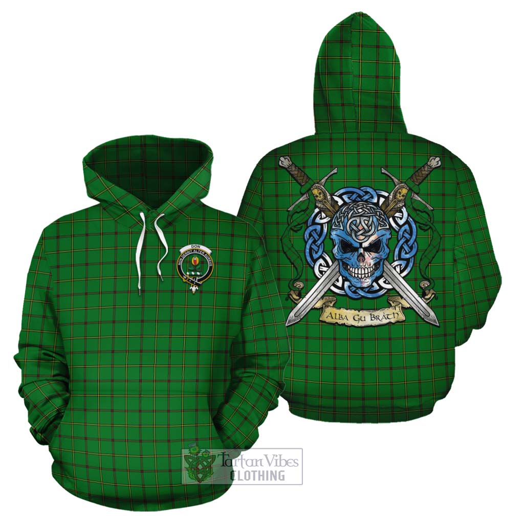 Don Tartan Cotton Hoodie with Family Crest Celtic Skull Style Zip Hoodie - Tartan Vibes Clothing