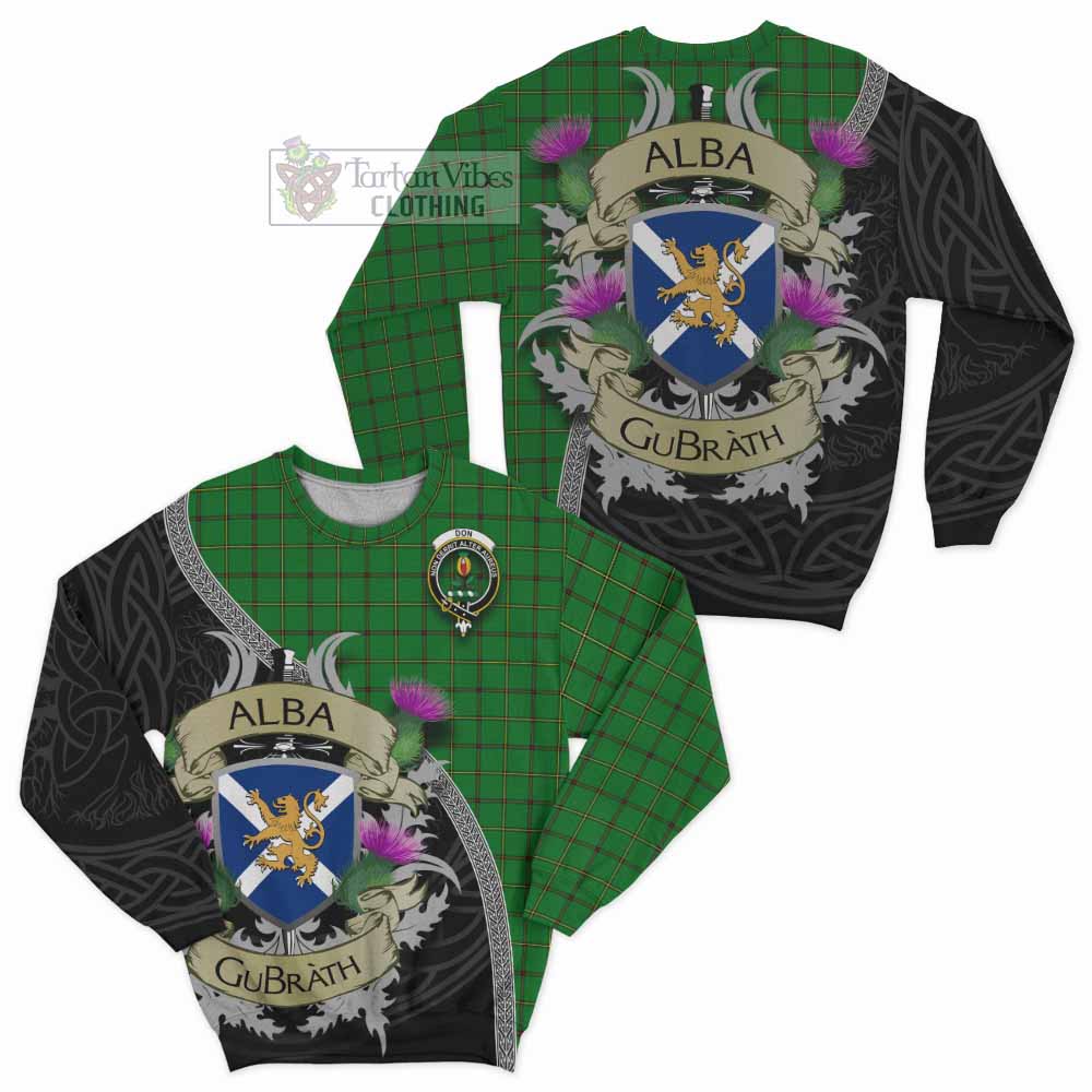 Don Tartan Family Crest Sweatshirt Lion Rampant Royal Thistle Shield Celtic Inspired - Tartan Vibes Clothing