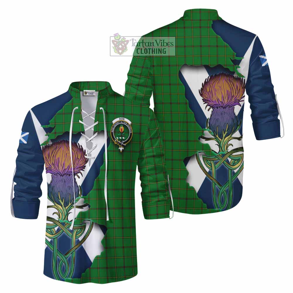 Don Tartan Family Crest Ghillie Kilt Shirt Scottish Thistle Celtic Inspired - Tartan Vibes Clothing