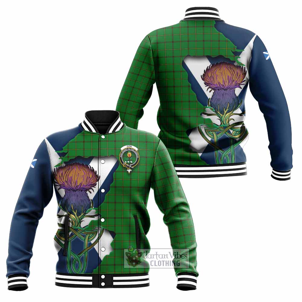 Don Tartan Family Crest Baseball Jacket Scottish Thistle Celtic Inspired - Tartan Vibes Clothing