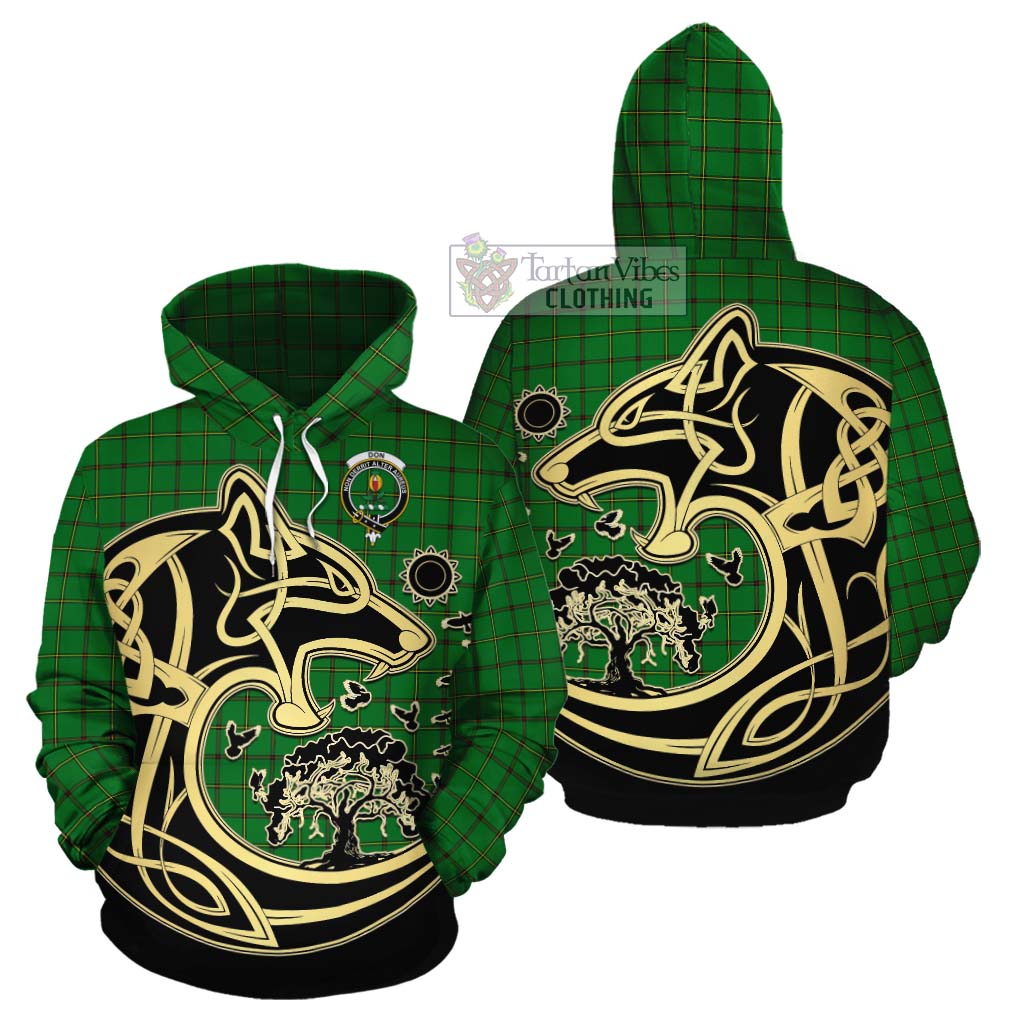 Don Tartan Cotton Hoodie with Family Crest Celtic Wolf Style Zip Hoodie - Tartan Vibes Clothing