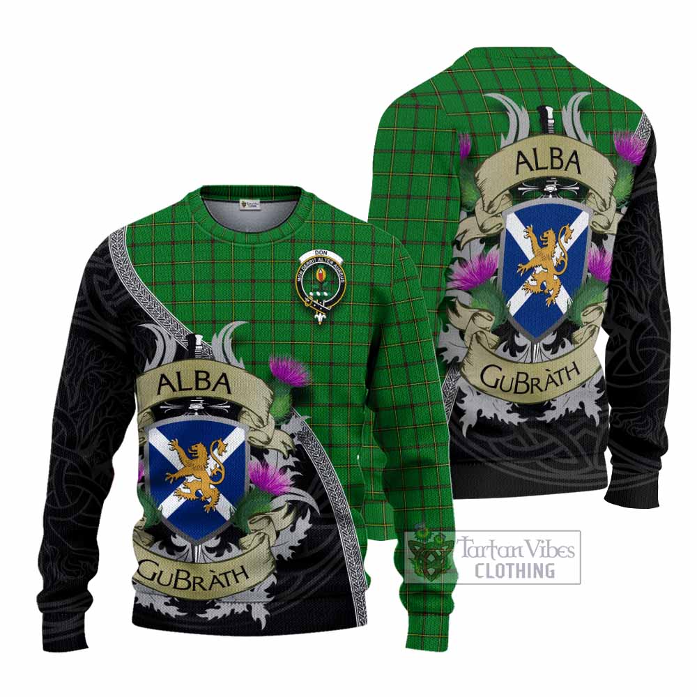 Don Tartan Family Crest Knitted Sweater Lion Rampant Royal Thistle Shield Celtic Inspired - Tartan Vibes Clothing