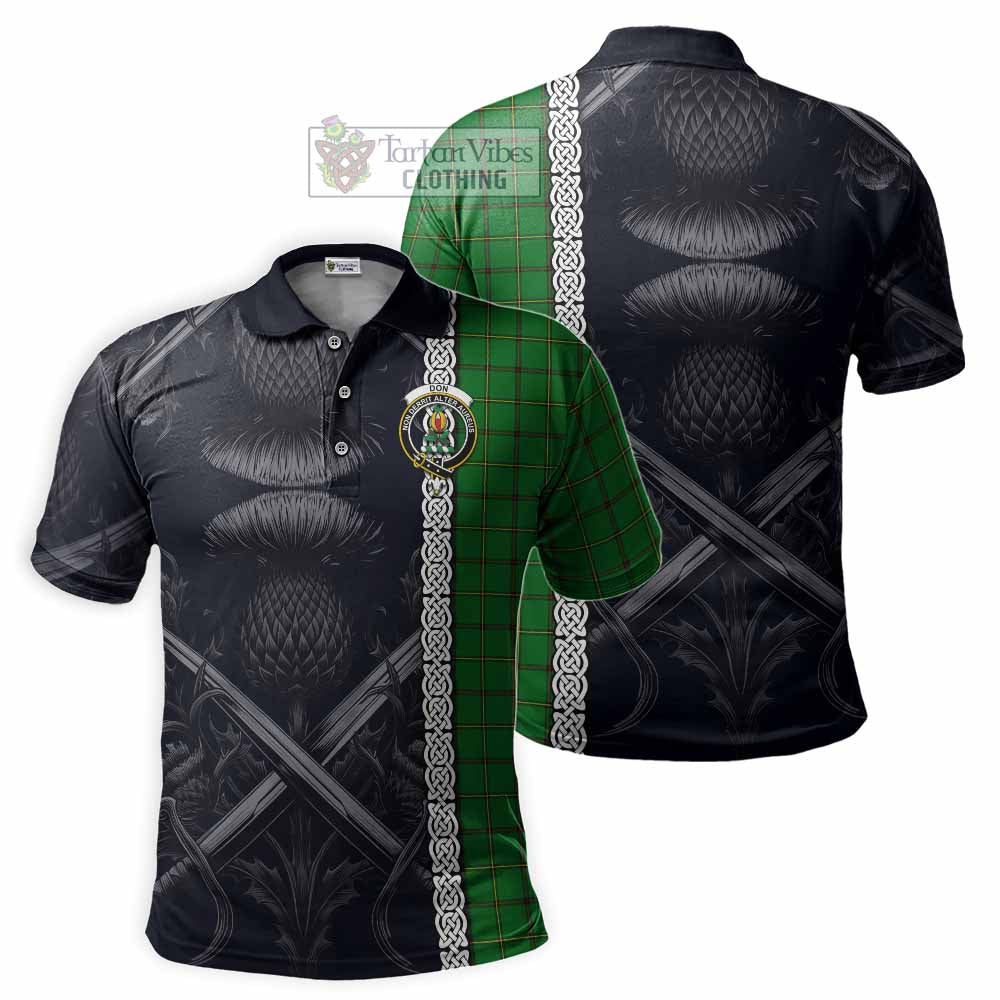 Don Tartan Polo Shirt with Family Crest Cross Sword Thistle Celtic Vibes - Tartan Vibes Clothing