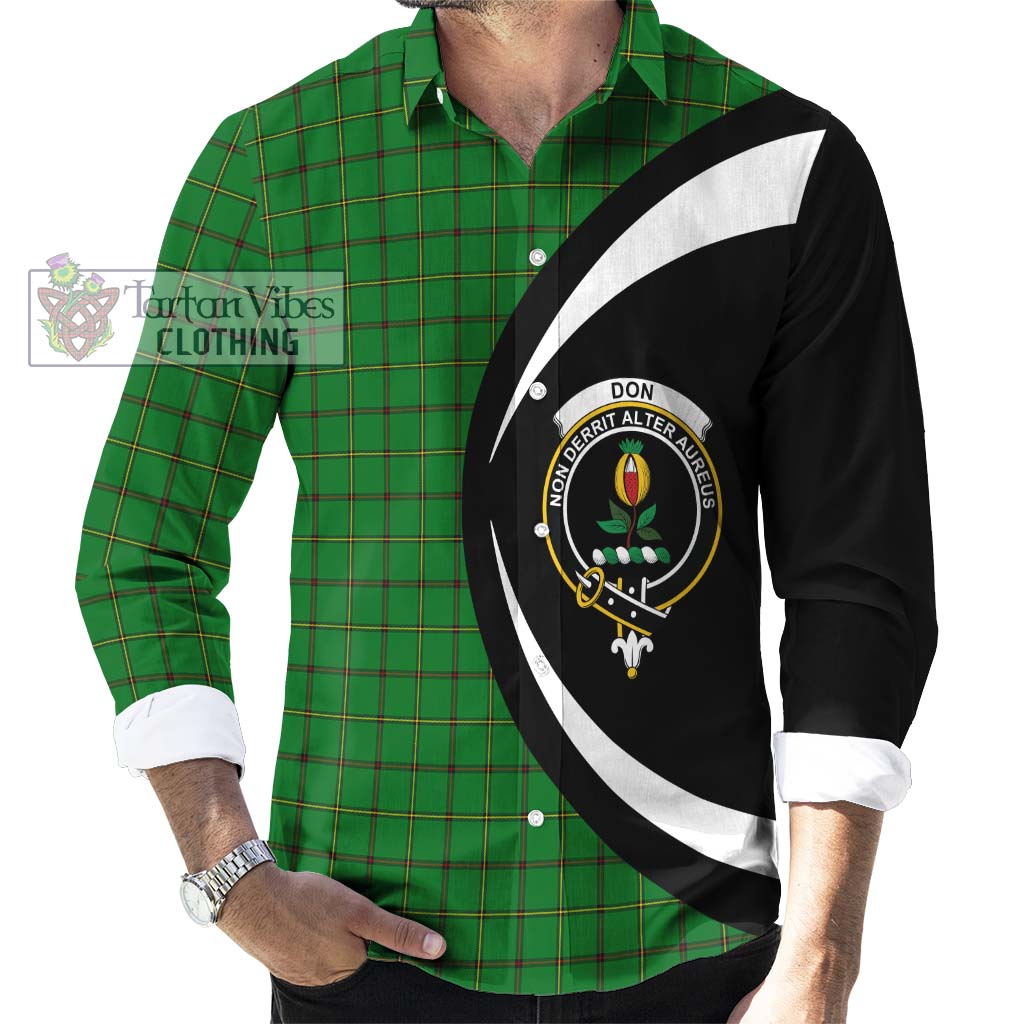 Don Tartan Long Sleeve Button Up with Family Crest Circle Style - Tartan Vibes Clothing