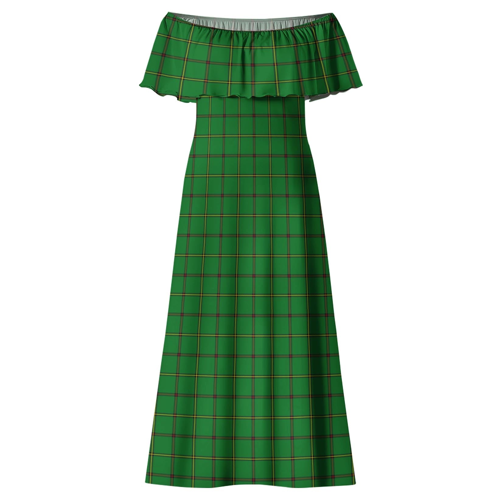 Don Tartan Off Shoulder Long Dress - Tartan Vibes Clothing