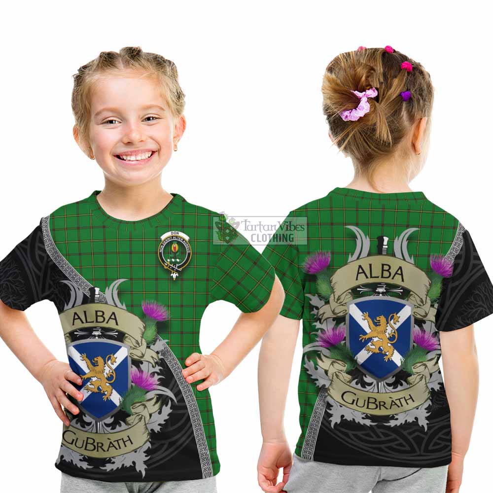 Don Tartan Family Crest Kid T-Shirt Lion Rampant Royal Thistle Shield Celtic Inspired - Tartan Vibes Clothing