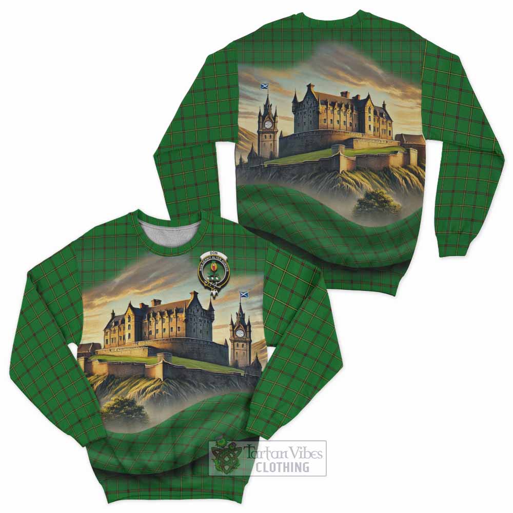 Don Tartan Family Crest Sweatshirt with Scottish Ancient Castle Style - Tartan Vibes Clothing
