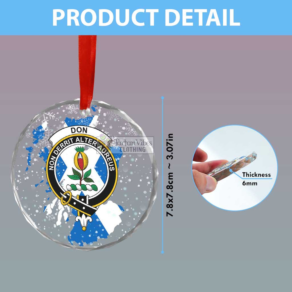 Don Clan Crest Christmas Glass Ornament with Scotland Map - 2D-tartanvibesclothing