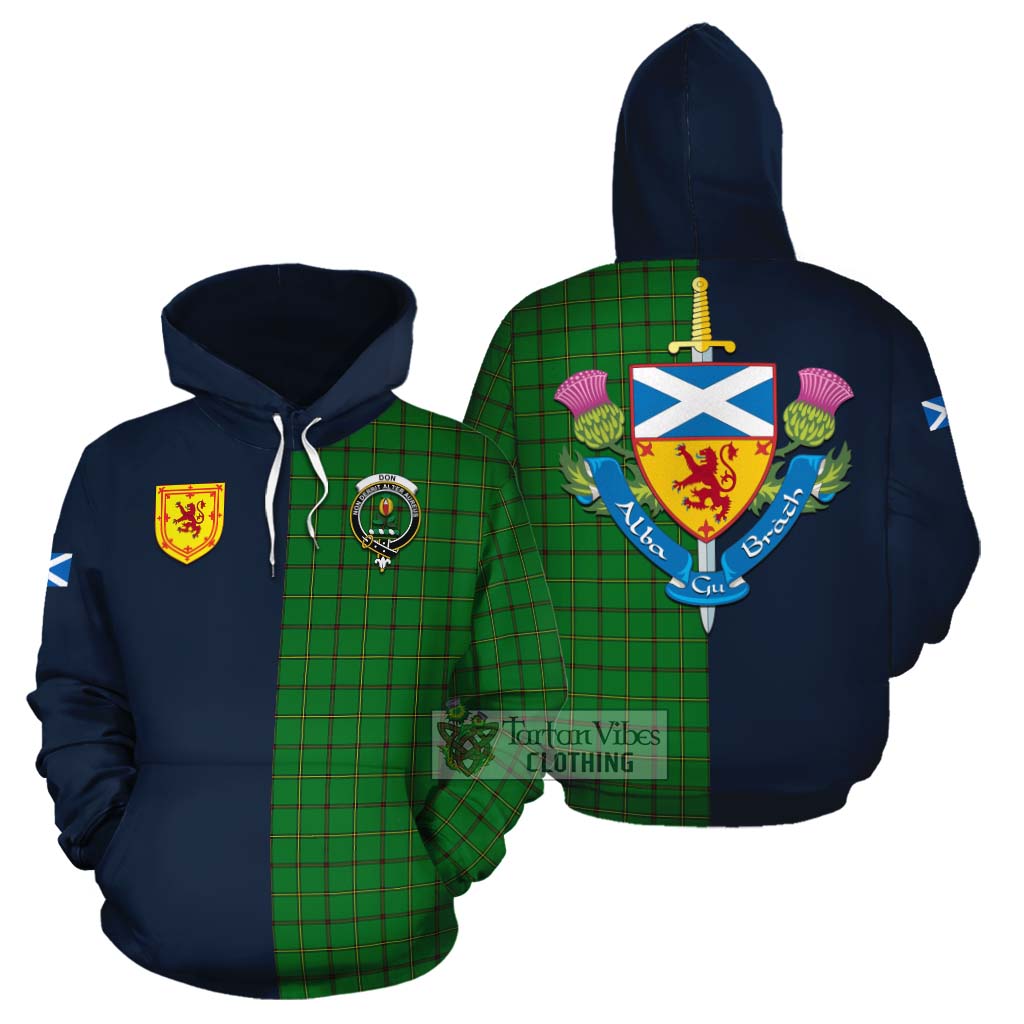 Don Tartan Cotton Hoodie Alba with Scottish Lion Royal Arm Half Style Zip Hoodie - Tartan Vibes Clothing