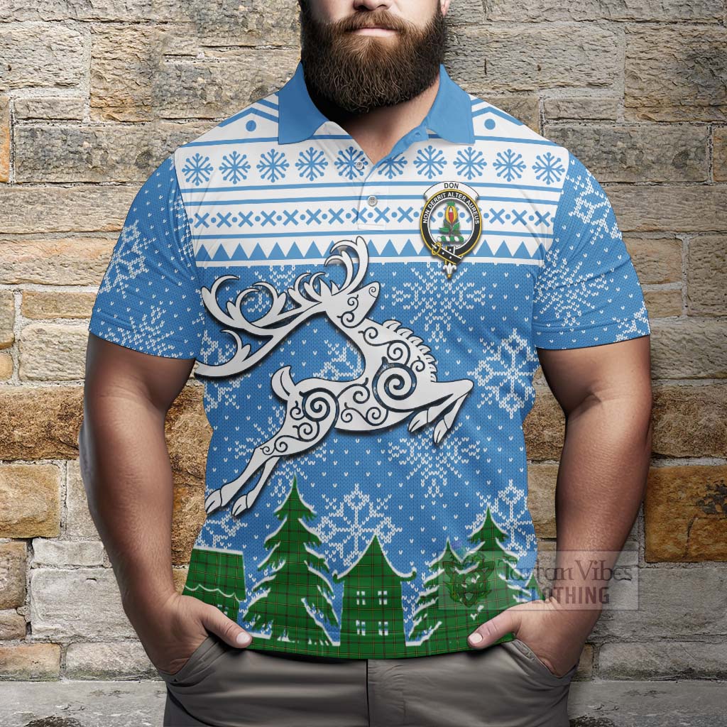 Tartan Vibes Clothing Don Clan Christmas Polo Shirt Celtic Reindeer Style