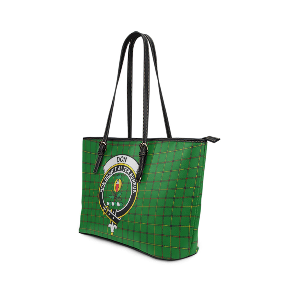 Don Tartan Leather Tote Bag with Family Crest - Tartan Vibes Clothing