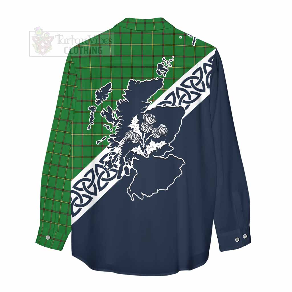 Don Tartan Women's Casual Shirt Featuring Thistle and Scotland Map - Tartan Vibes Clothing