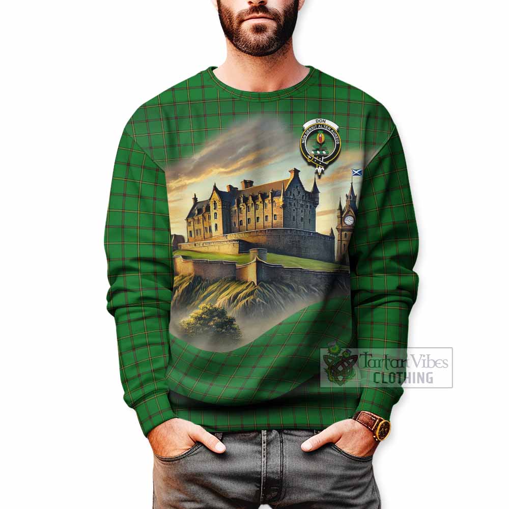 Don Tartan Family Crest Sweatshirt with Scottish Ancient Castle Style - Tartan Vibes Clothing