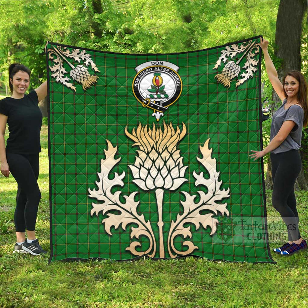 Tartan Vibes Clothing Don Tartan Quilt with Family Crest and Golden Thistle Style