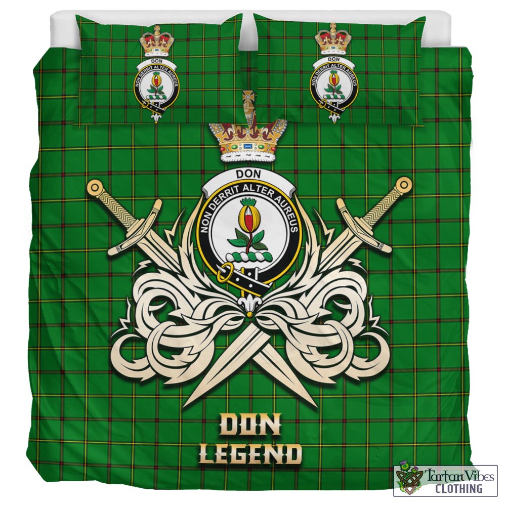 Tartan Vibes Clothing Don Tartan Bedding Set with Clan Crest and the Golden Sword of Courageous Legacy