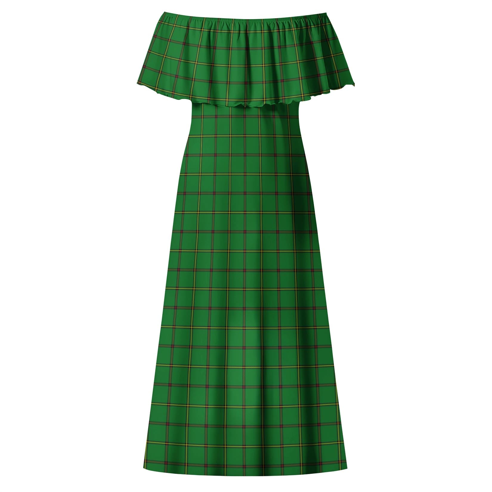Don Tartan Off Shoulder Long Dress - Tartan Vibes Clothing