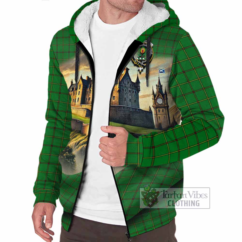 Don Tartan Family Crest Sherpa Hoodie with Scottish Ancient Castle Style - Tartan Vibes Clothing