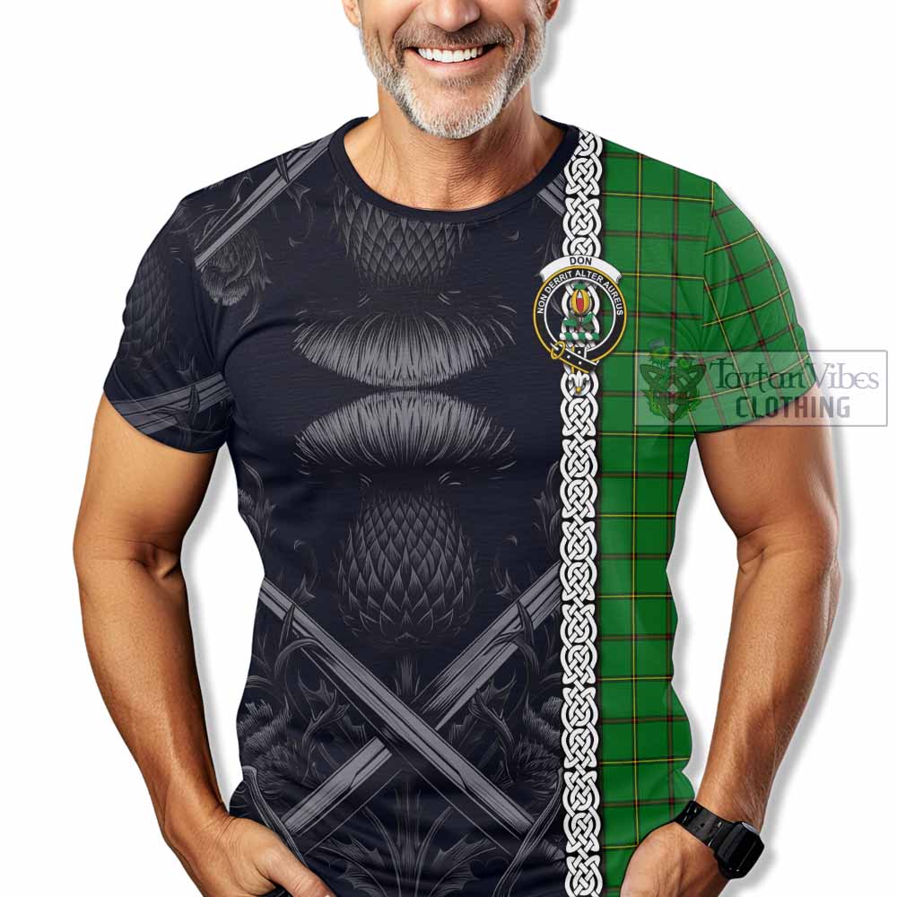 Don Tartan T-Shirt with Family Crest Cross Sword Thistle Celtic Vibes - Tartan Vibes Clothing