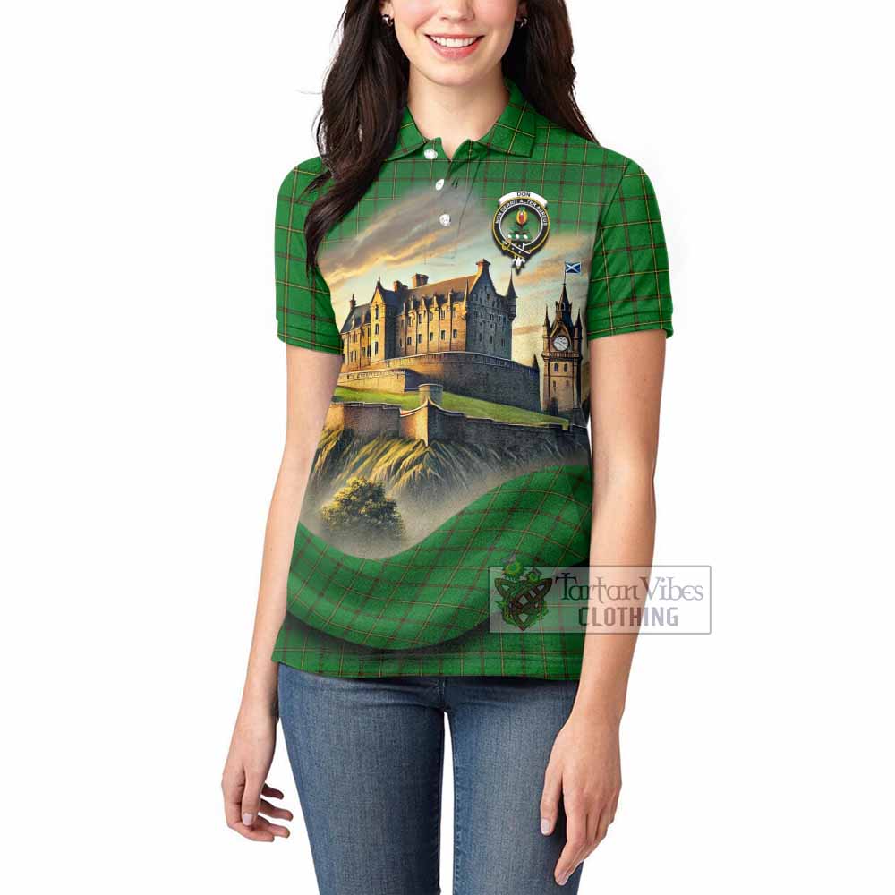 Don Tartan Family Crest Women's Polo Shirt with Scottish Ancient Castle Style - Tartan Vibes Clothing