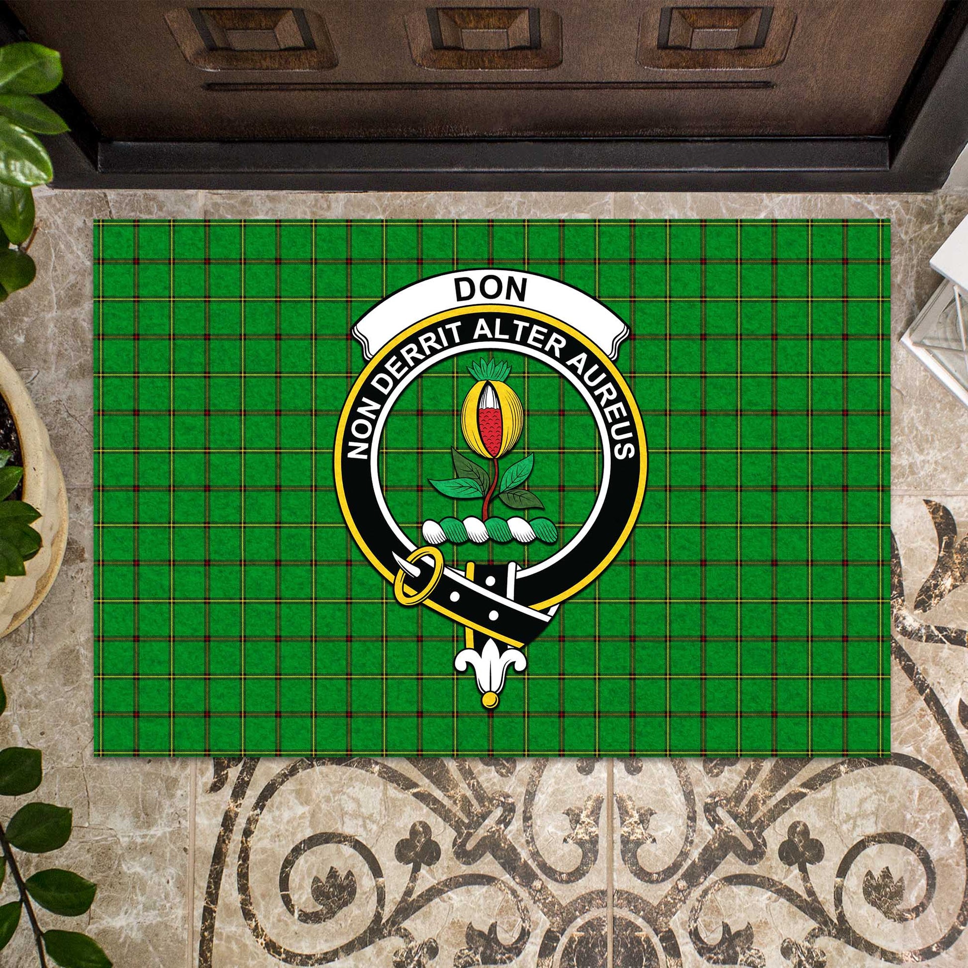 Don Tartan Rubber Doormat with Family Crest - Tartan Vibes Clothing