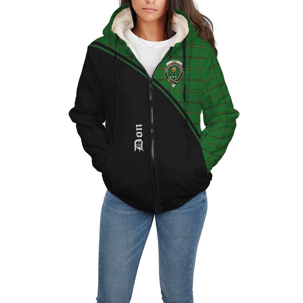 Don Tartan Sherpa Hoodie with Family Crest Curve Style - Tartan Vibes Clothing