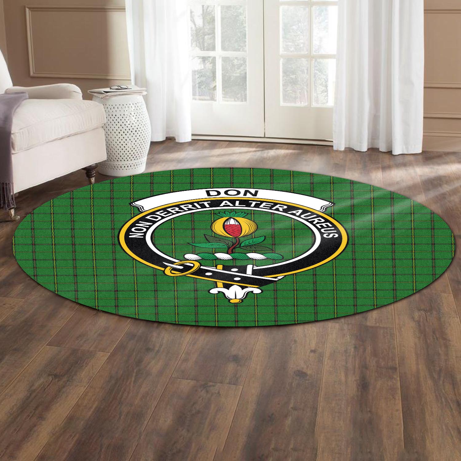 Don Tartan Round Rug with Family Crest - Tartan Vibes Clothing