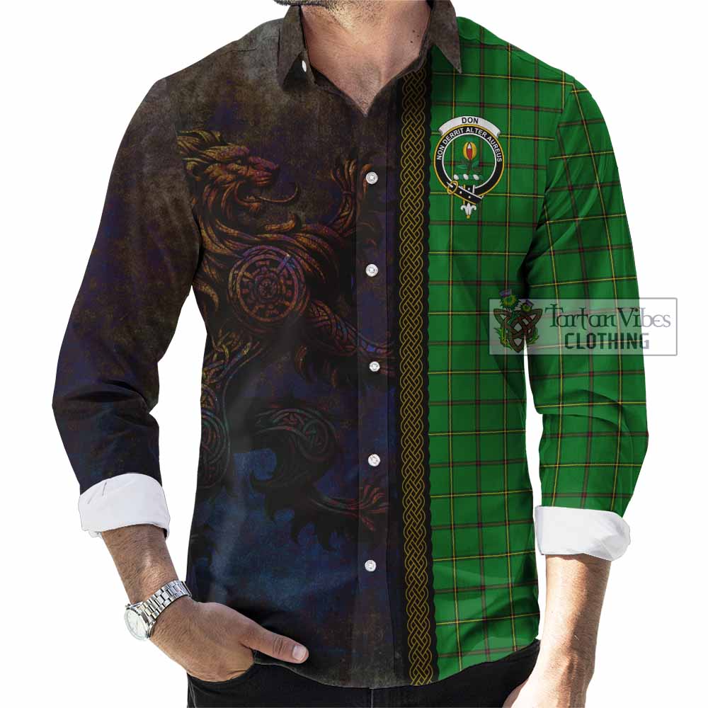 Don Tartan Family Crest Long Sleeve Button Shirt Alba Gu Brath Be Brave Lion Ancient Style - Tartan Vibes Clothing