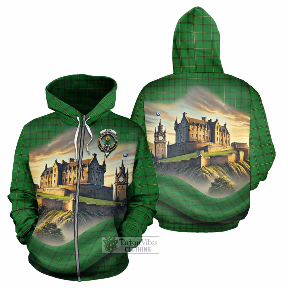 Don Tartan Family Crest Hoodie with Scottish Ancient Castle Style Zip Hoodie - Tartan Vibes Clothing