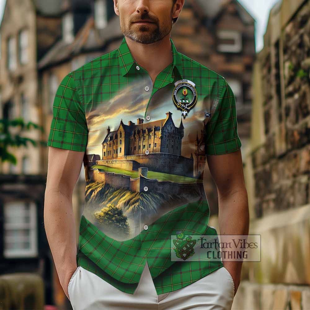 Don Tartan Family Crest Hawaiian Shirt with Scottish Ancient Castle Style - Tartan Vibes Clothing