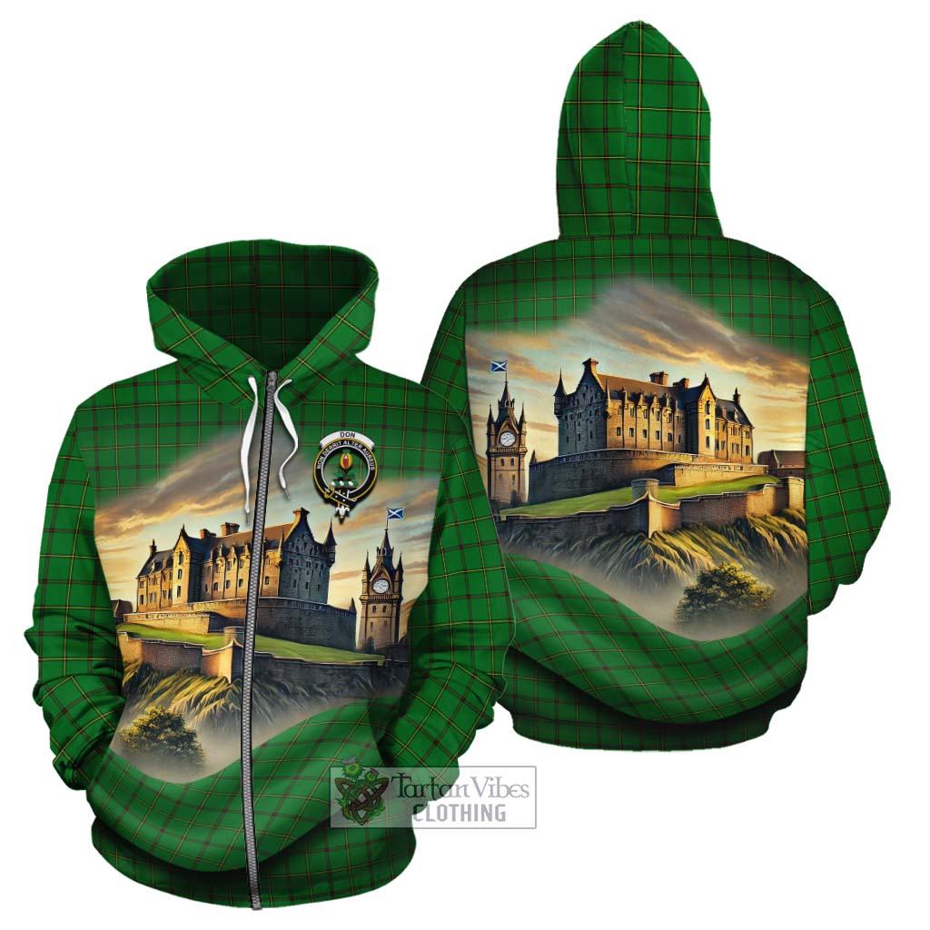Don Tartan Family Crest Cotton Hoodie with Scottish Ancient Castle Style Zip Hoodie - Tartan Vibes Clothing