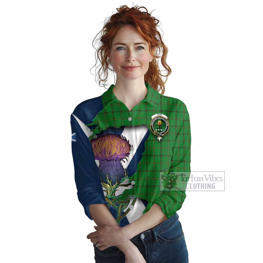 Don Tartan Family Crest Women's Casual Shirt Scottish Thistle Celtic Inspired - Tartan Vibes Clothing