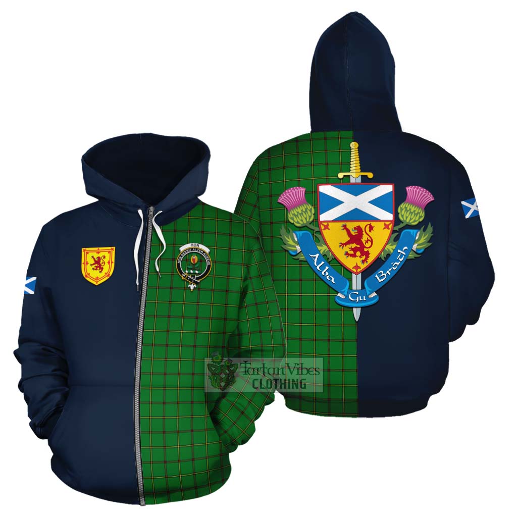 Don Tartan Cotton Hoodie Alba with Scottish Lion Royal Arm Half Style - Tartan Vibes Clothing