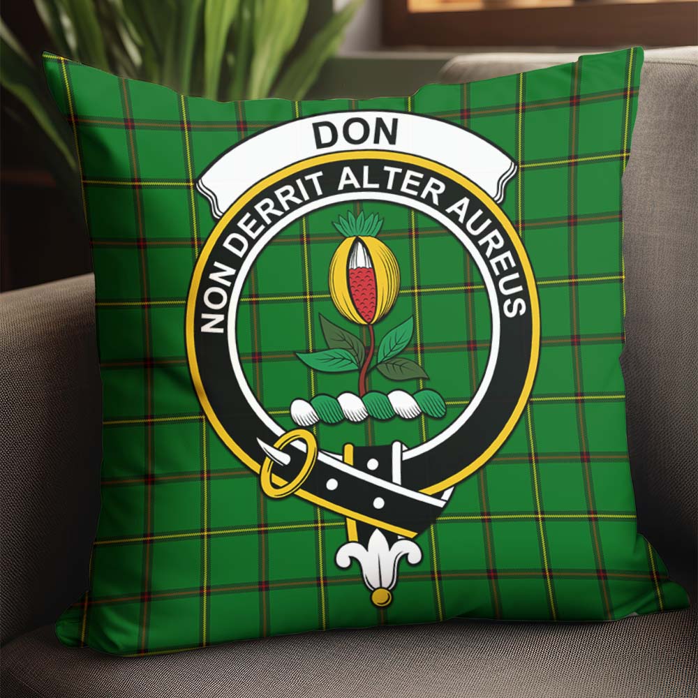 Don Tartan Pillow Cover with Family Crest - Tartan Vibes Clothing