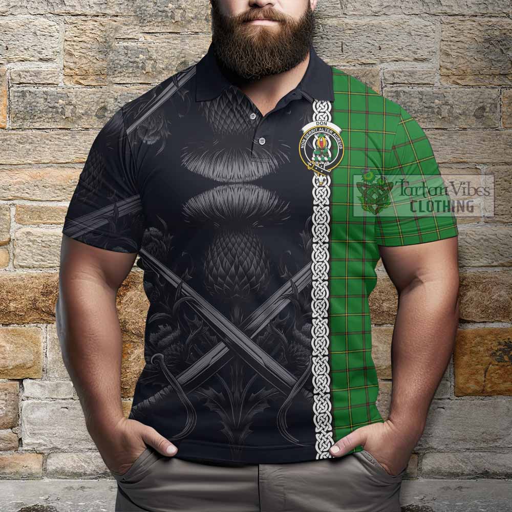 Don Tartan Polo Shirt with Family Crest Cross Sword Thistle Celtic Vibes - Tartan Vibes Clothing