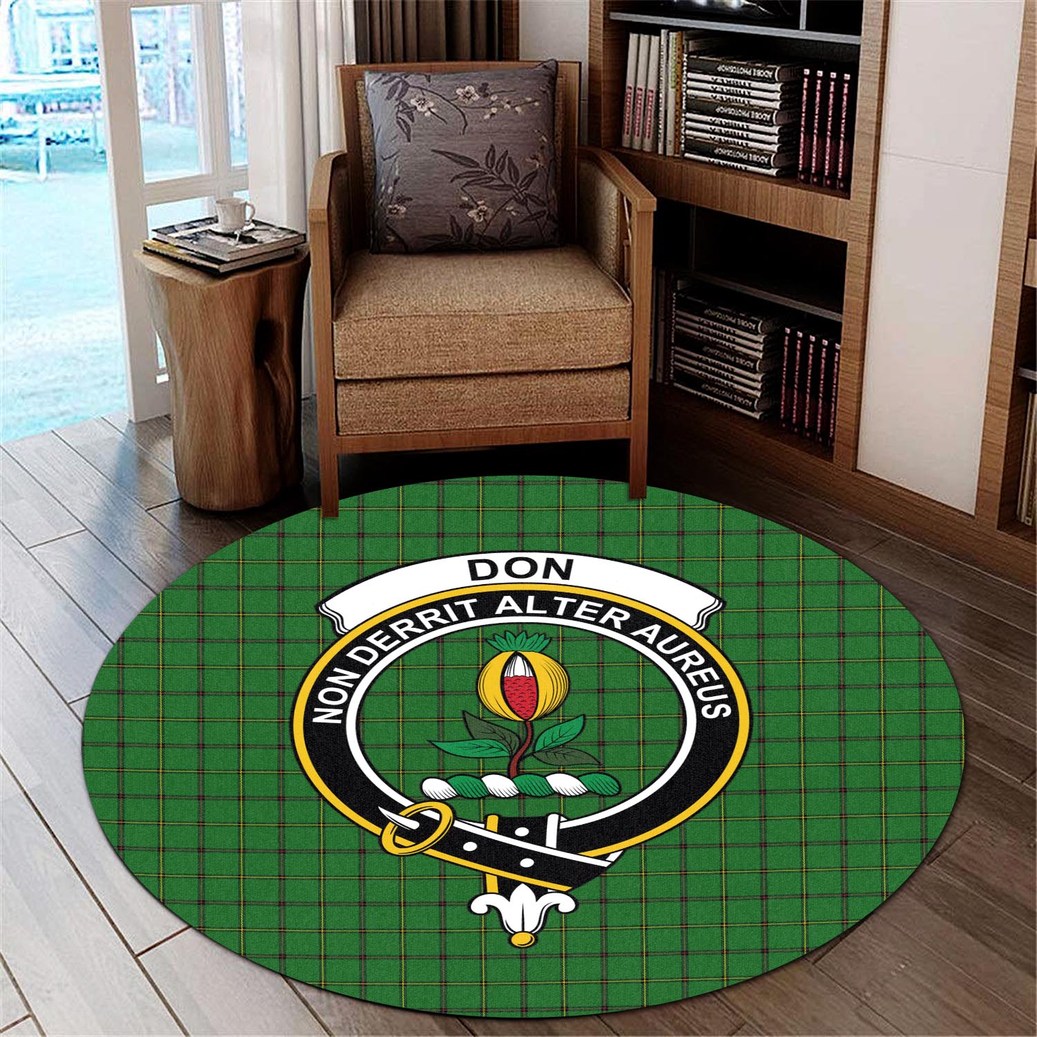 Don Tartan Round Rug with Family Crest - Tartan Vibes Clothing