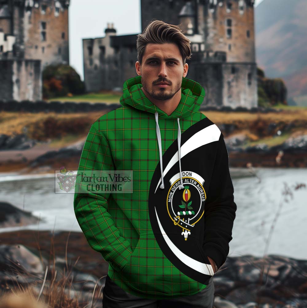 Don Tartan Cotton Hoodie with Family Crest Circle Style - Tartan Vibes Clothing