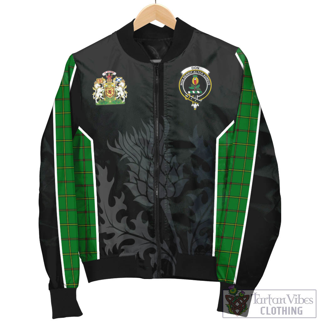 Don Tartan Bomber Jacket with Family Crest and Scottish Thistle Vibes Sport Style - Tartan Vibes Clothing