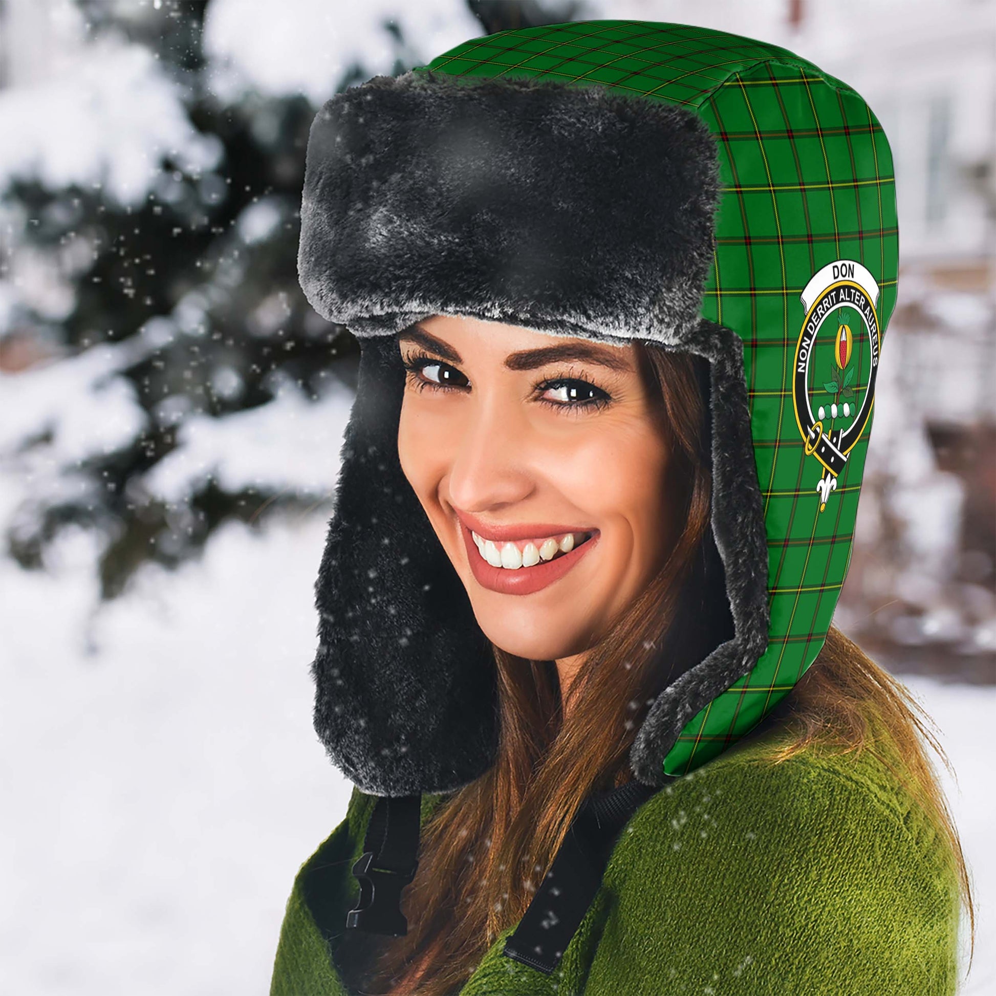 Don Tartan Winter Trapper Hat with Family Crest - Tartan Vibes Clothing