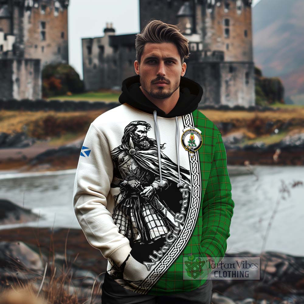 Don Tartan Clan Crest Cotton Hoodie with Highlander Warrior Celtic Style - Tartan Vibes Clothing