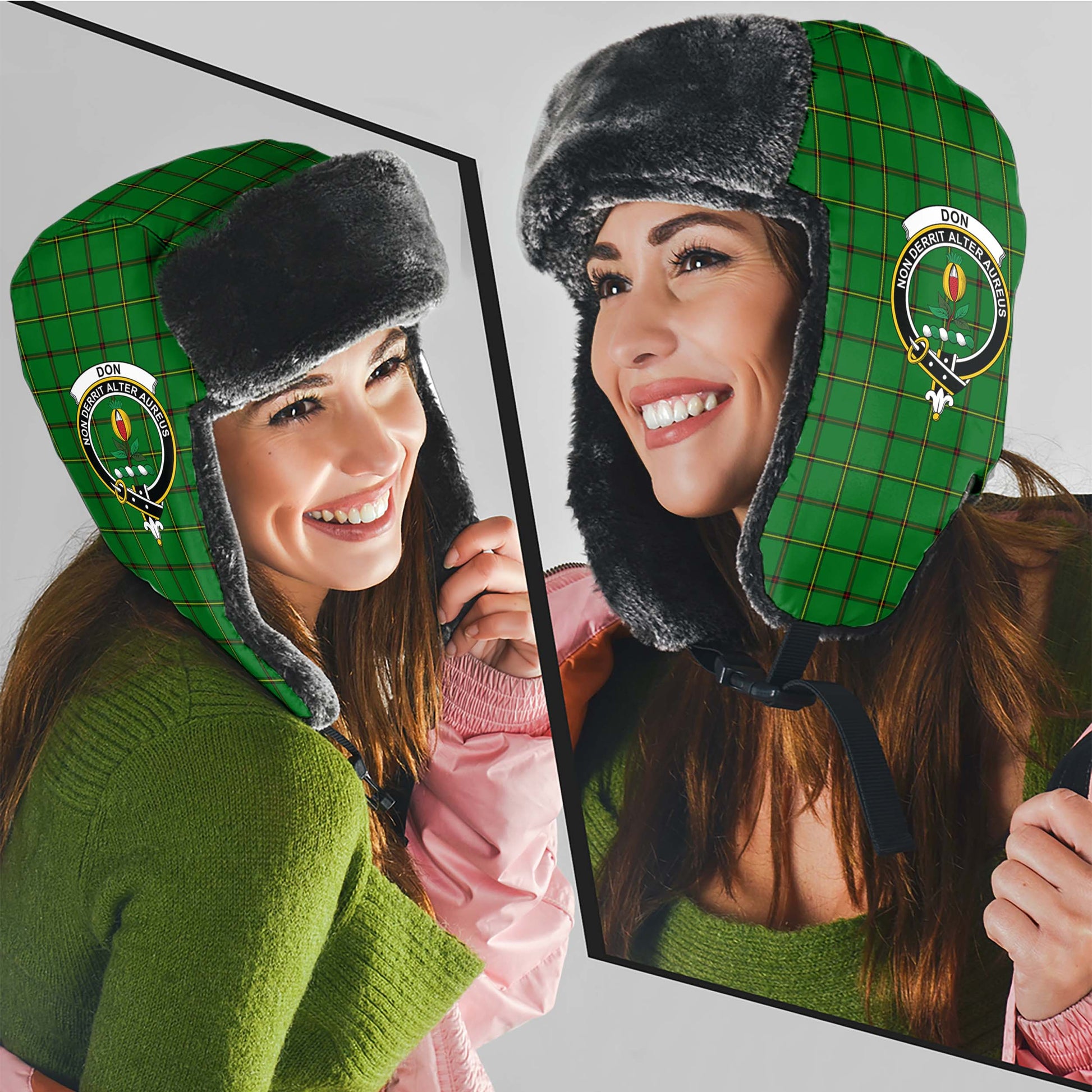 Don Tartan Winter Trapper Hat with Family Crest - Tartan Vibes Clothing