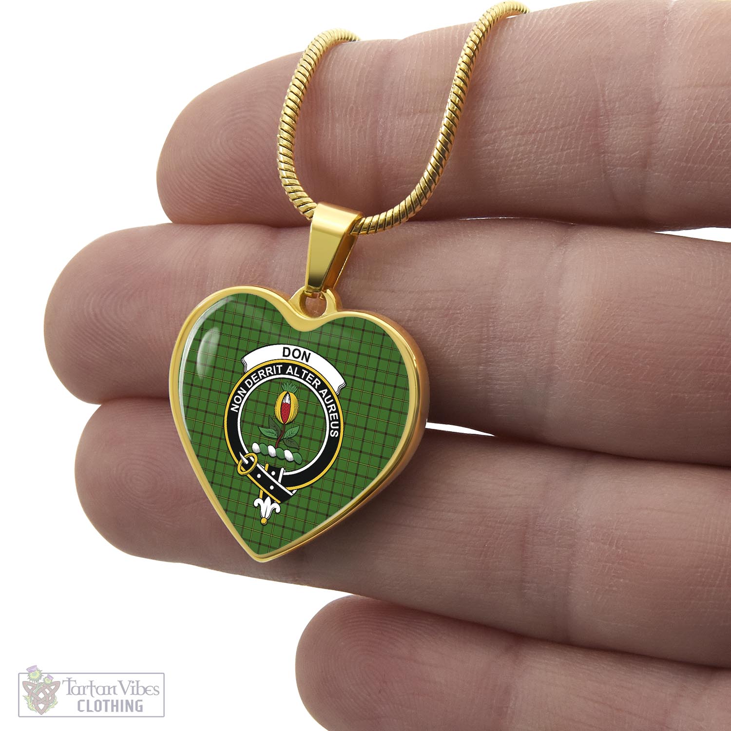 Don Tartan Heart Necklace with Family Crest - Tartan Vibes Clothing