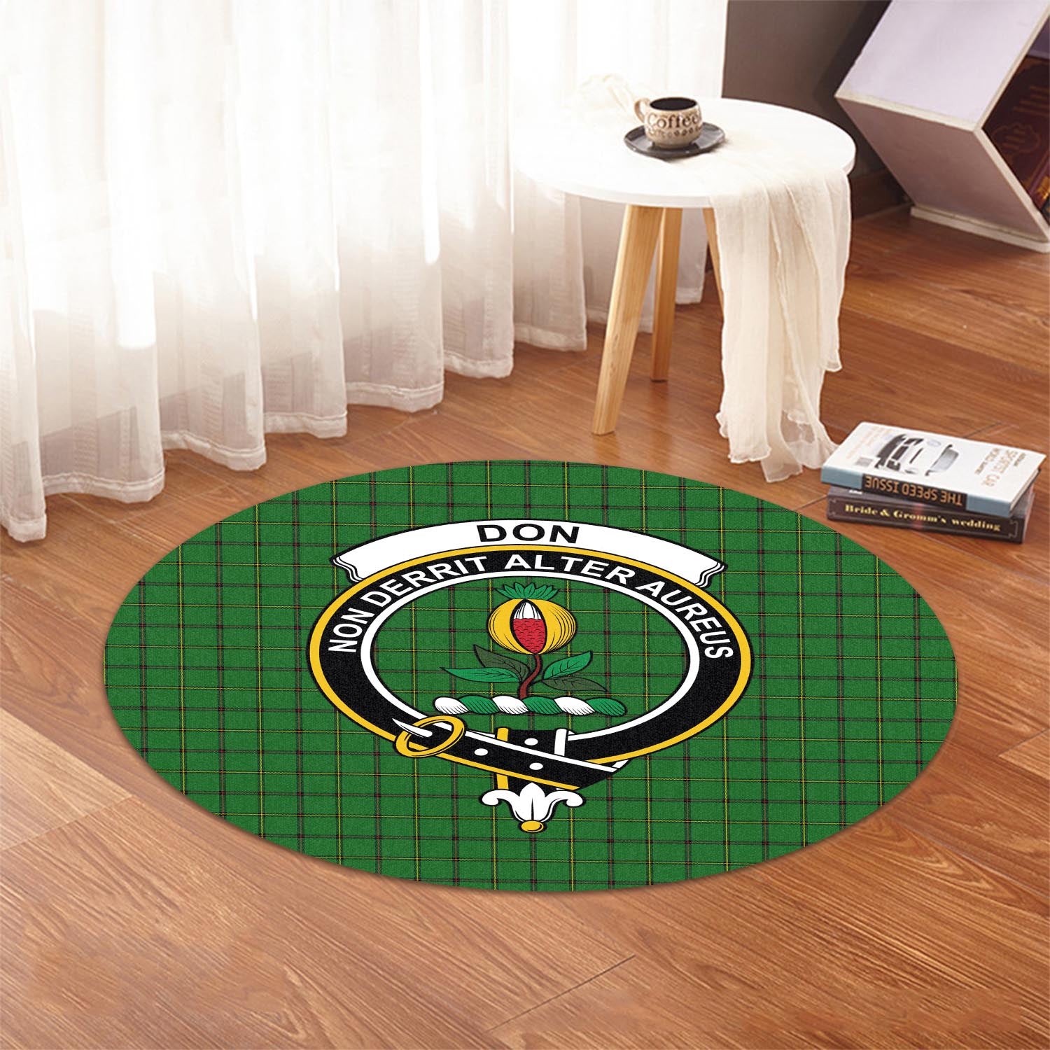 Don Tartan Round Rug with Family Crest - Tartan Vibes Clothing