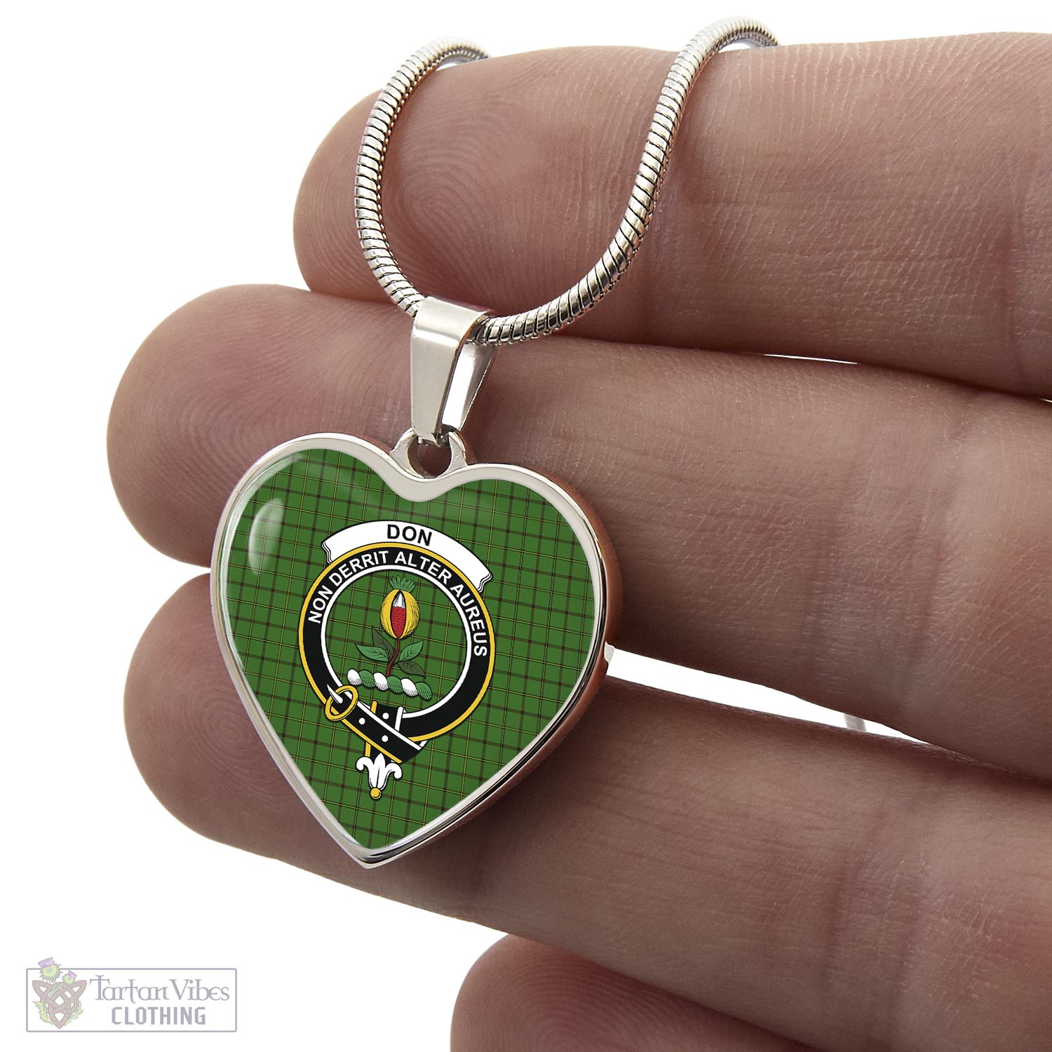 Don Tartan Heart Necklace with Family Crest - Tartan Vibes Clothing