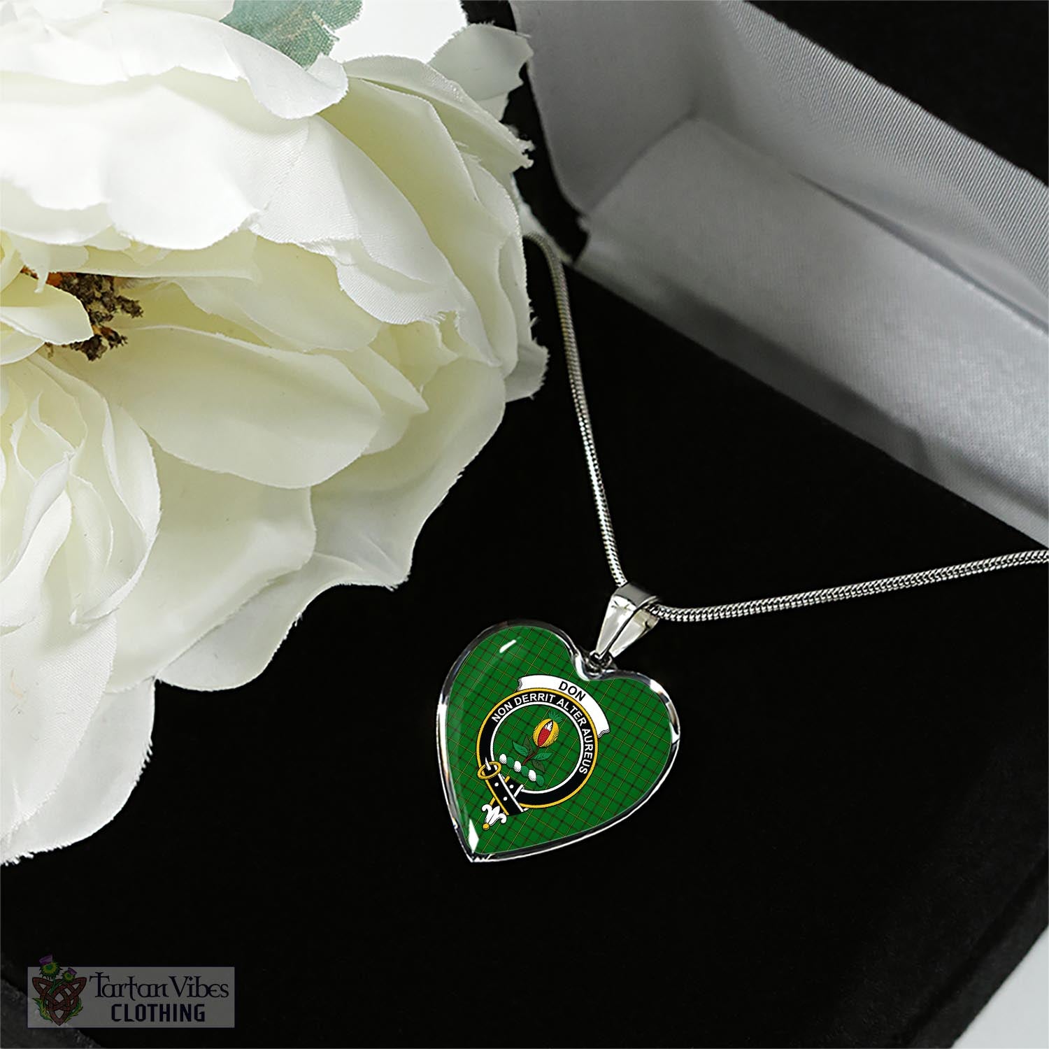 Don Tartan Heart Necklace with Family Crest - Tartan Vibes Clothing