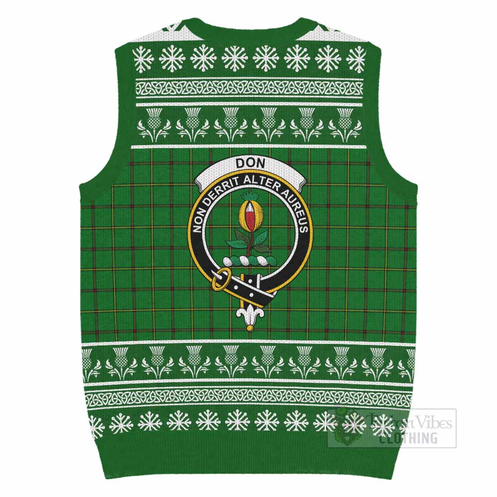 Don Clan Tartan Christmas Knitted V-Neck Vest with Family Crest - Tartan Vibes Clothing