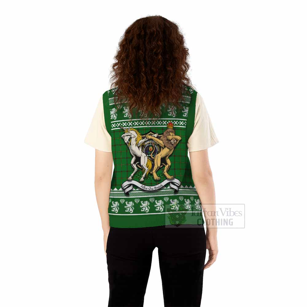 Don Clan Tartan Crest Christmas Knitted V-Neck Vest Coat of Arms Funny Style - Tartan Vibes Clothing