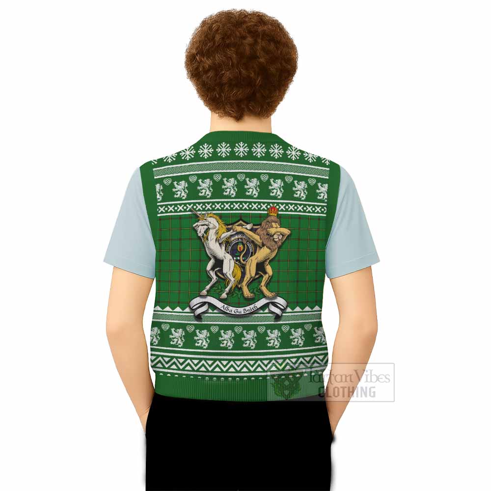 Don Clan Tartan Crest Christmas Knitted V-Neck Vest Coat of Arms Funny Style - Tartan Vibes Clothing