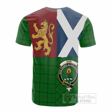 Don Crest Tartan Cotton T-shirt with Lion Rampant Saltire Style - Tartan Vibes Clothing
