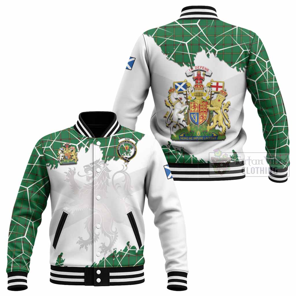 Don Tartan Baseball Jacket with Family Crest and Lion Rampant Grunge Style